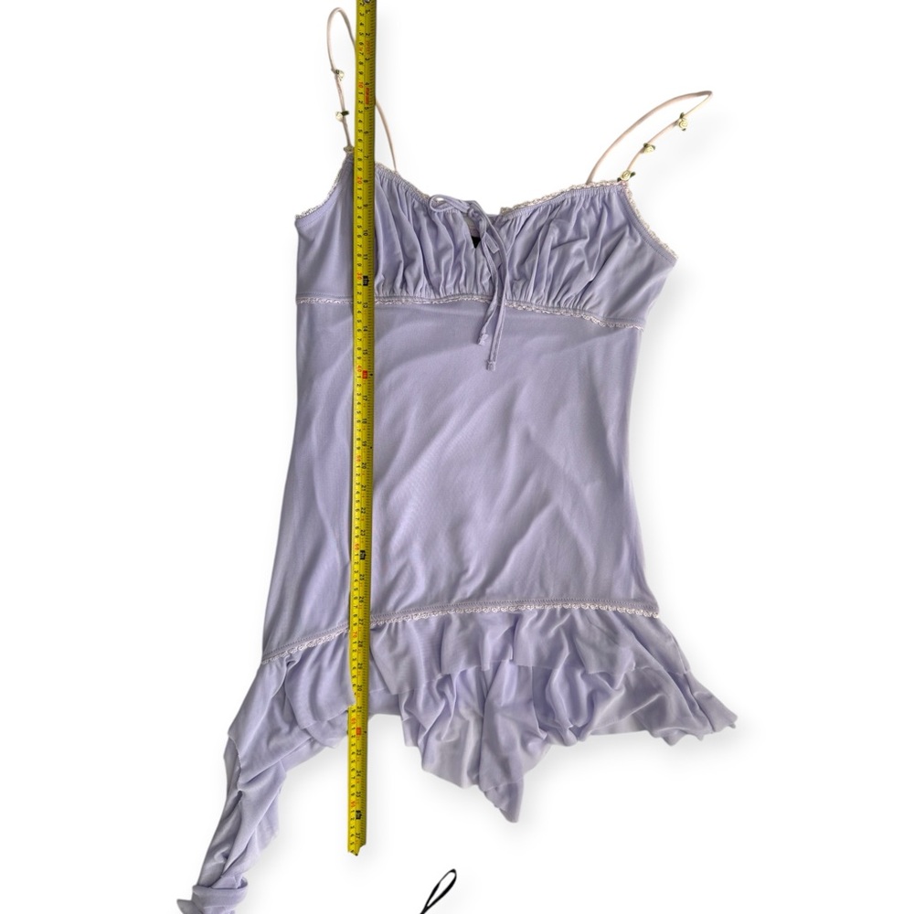 NWT UO Micro Lilac Lavender Purple Mesh Mini Fairy Dress Asymmetrical Hem XL Y2K - Picture 5 of 7